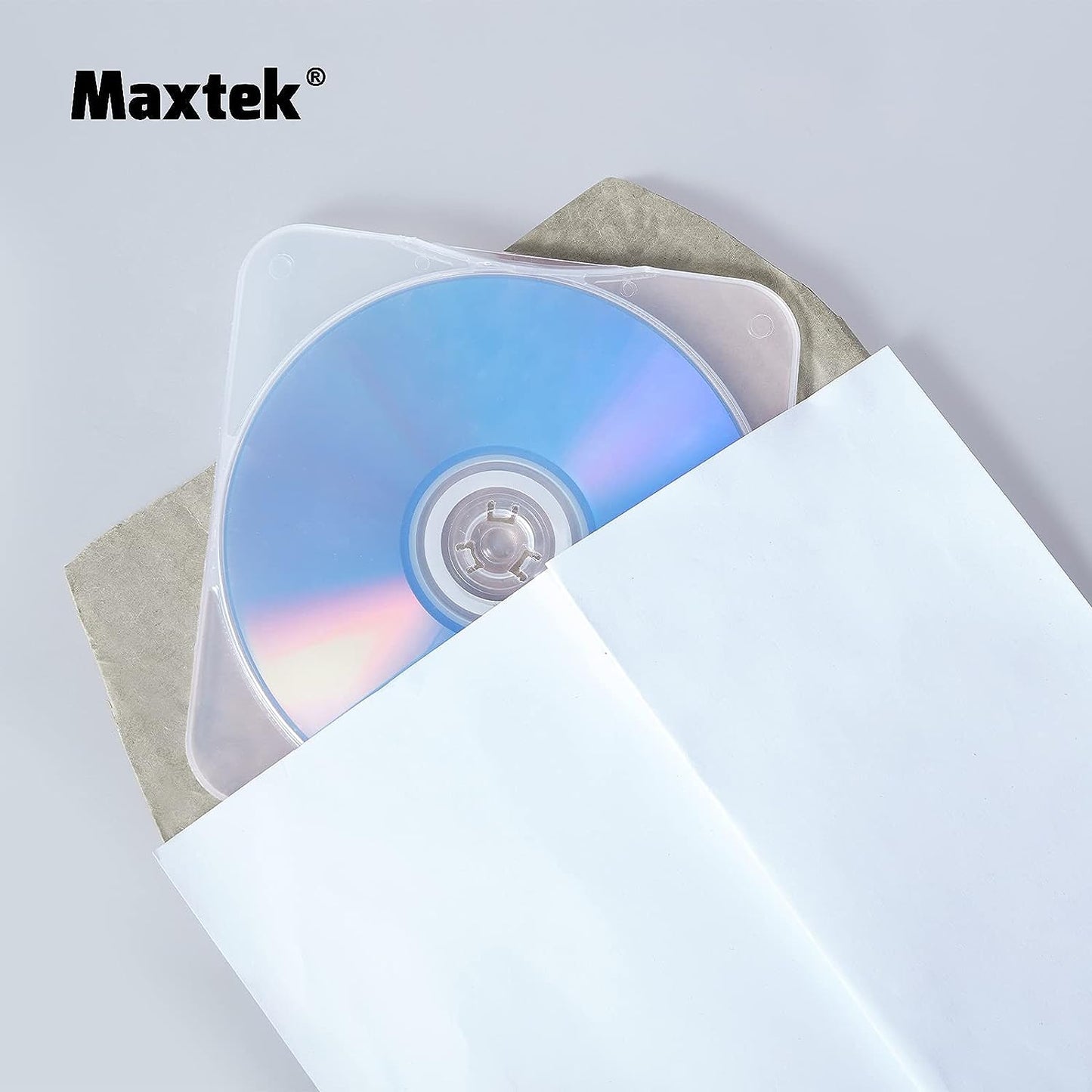 Maxtek 25 Pack Ultra Slim Clear Transparent Square Shaped CD and DVD Disc Clam Shell Case with Lock, Single Disc Capacity, Durable and Impact Resistant PP Poly Plastic Case.